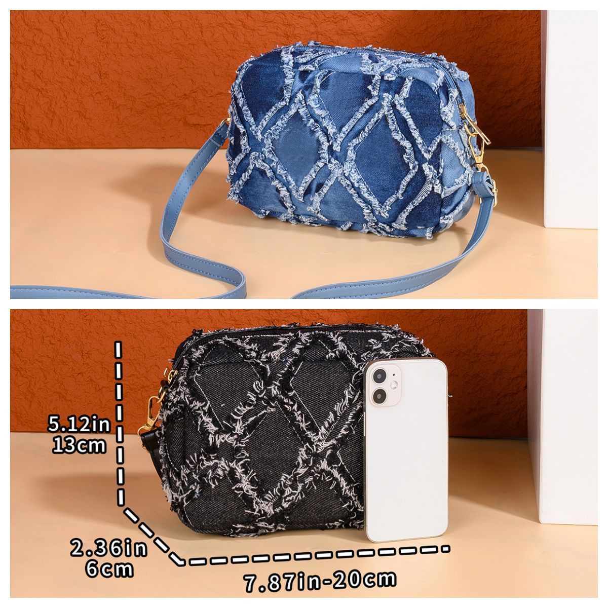 Denim Diamond Camera Bag